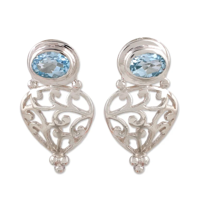 Novica Handmade Sky Vine Blue Topaz Drop Earrings