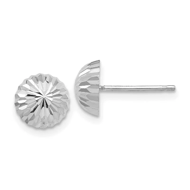 Curata 14k White Gold Diamond-Cut 8mm Half Ball Post Earrings