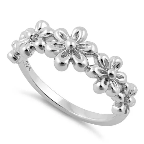 Sterling Silver 5 Plumeria Ring