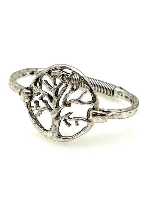 Silver Bracelet with Hinge closure - Tree of Life