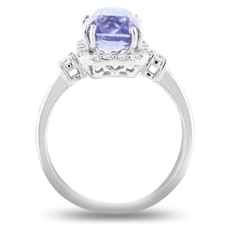 Auriya 18k White Gold 4ct Rare Sapphire and 3/8ct TDW Diamond Ring