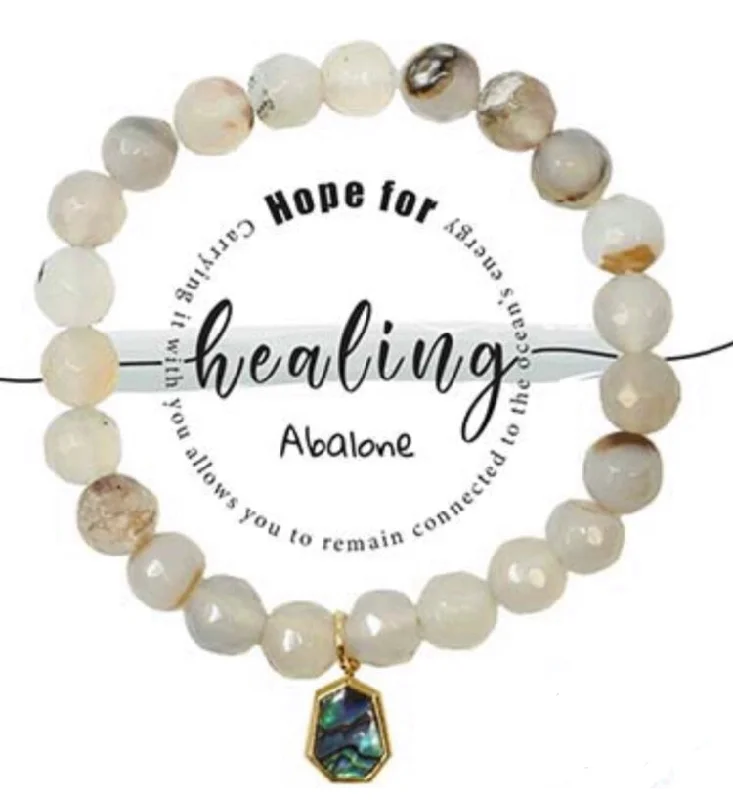 Abalone Healing Charm Semi-Precious Stone Stretch Inspirational Bracelet