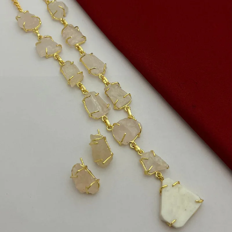 FS Collection Gold Plated Mother Of Pearls Necklace Set