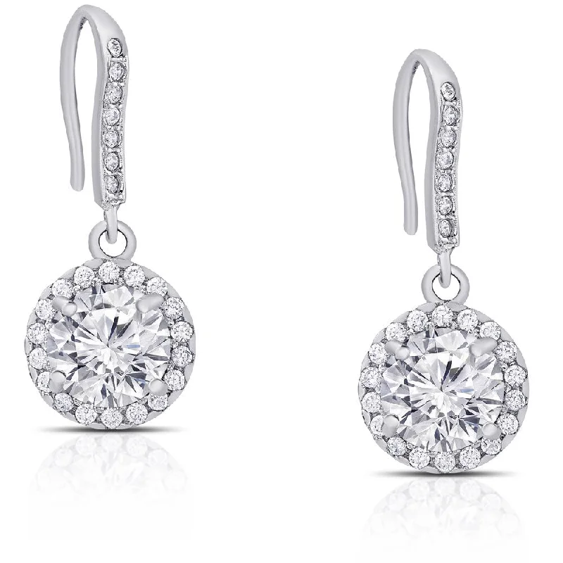 Dolce Giavonna Sterling Silver Cubic Zirconia Dangle Earrings