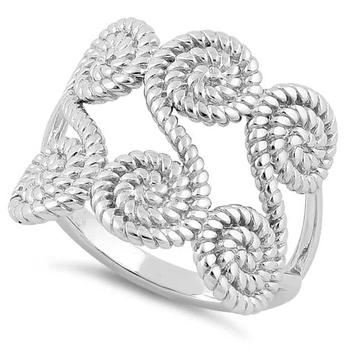 Sterling Silver Sweet Rope Swirls Ring