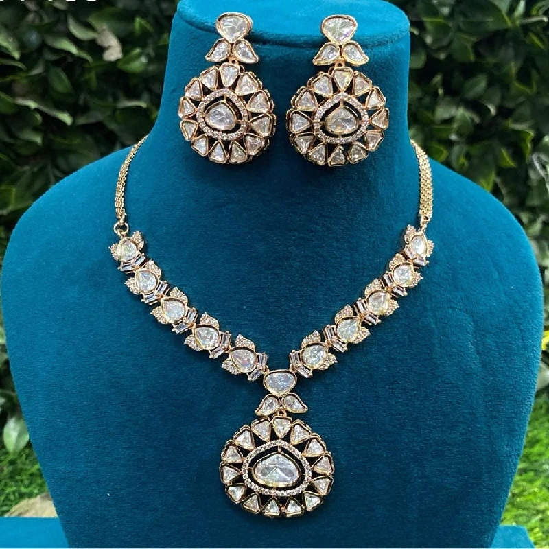 Royal Kundan Jewellery Gold Plated Polki Kundan Necklace Set