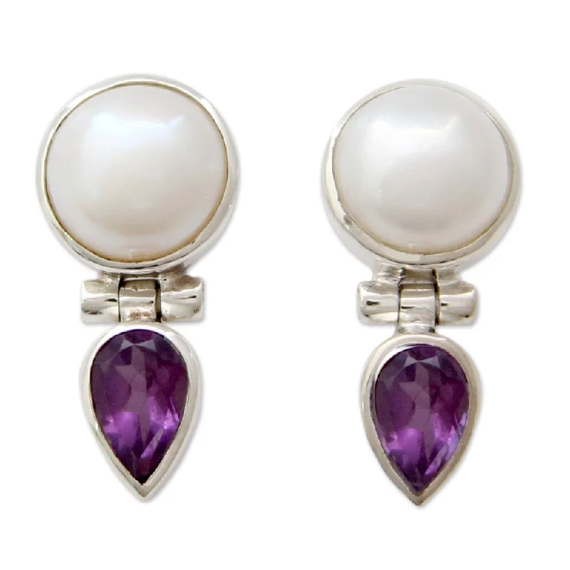 Pearl and Amethyst Flirting Moons Earrings (India)