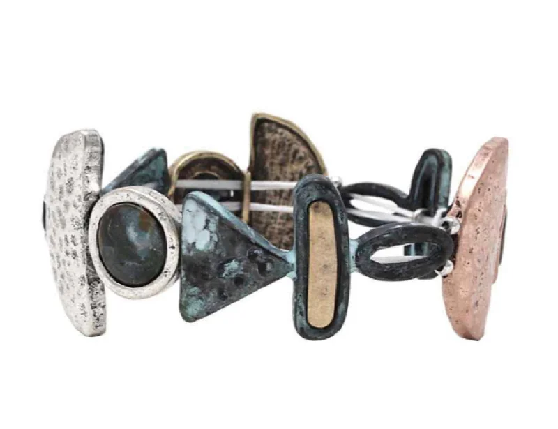 Patina Stretch Bracelet - Mixed Shapes Design 3