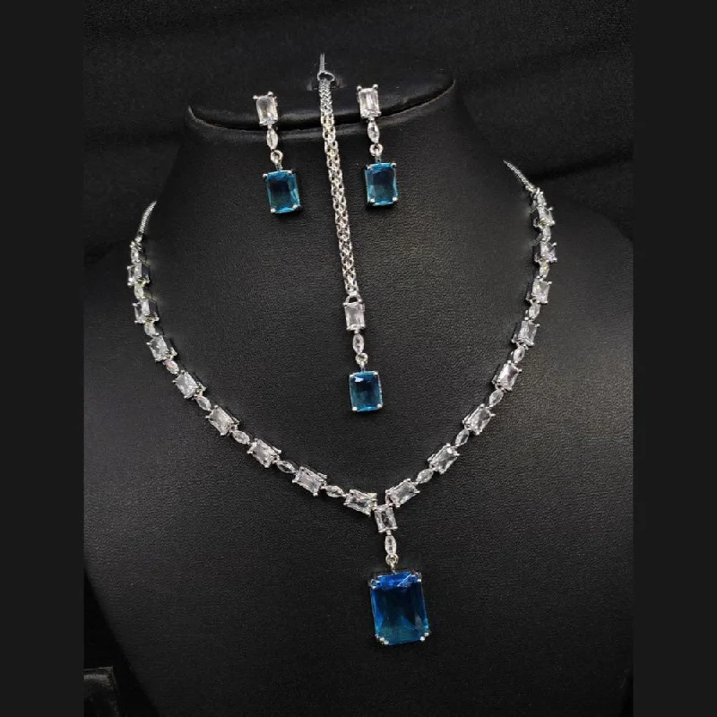 Aamrapali Silver Plated American Diamond Necklace Set