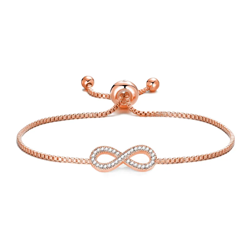 Rose Gold Plated Infinity Friendship Bracelet Created with Zircondia® Crystals