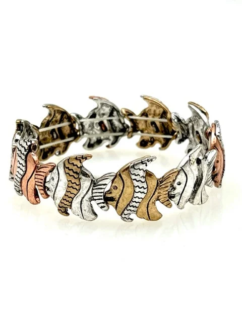 Multi Metal Stretch Bracelet - Saltwater Fish