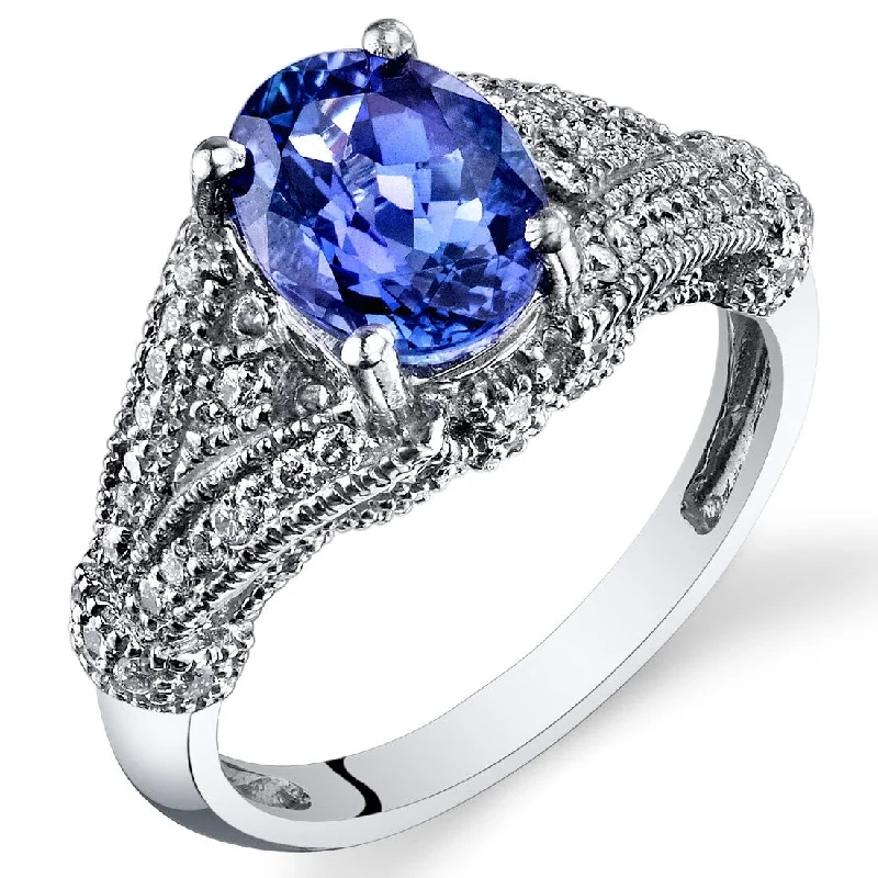 Oravo 2.07 ct Tanzanite Oval and Diamond Ring in 14k White Gold