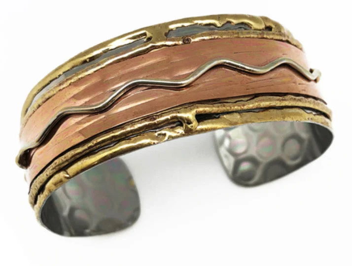 Mixed Metal Adjustable Cuff Bracelet