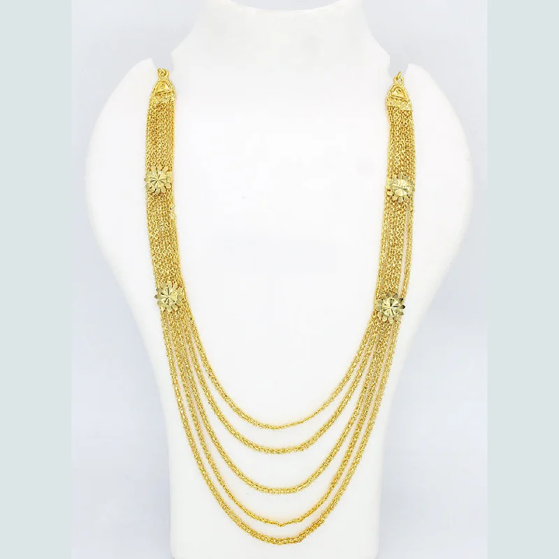 Mahavir Forming Look Gold Plated Long Necklace