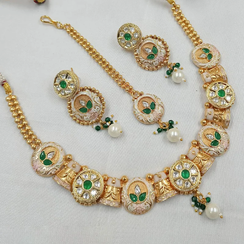 Padmawati Bangles Gold Plated Polki Kundan Stone And Pearls Necklace Set