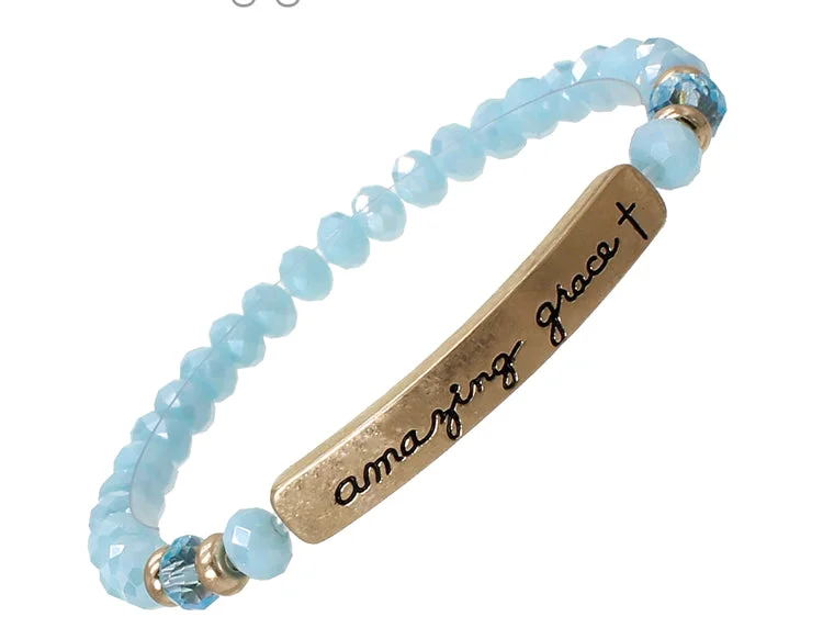 AMAZING GRACE - Crystal Inspirational Bracelet Turquoise