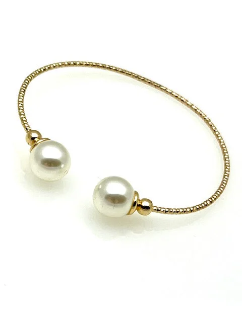 Gold Cuff Wire Bracelet with Pearls