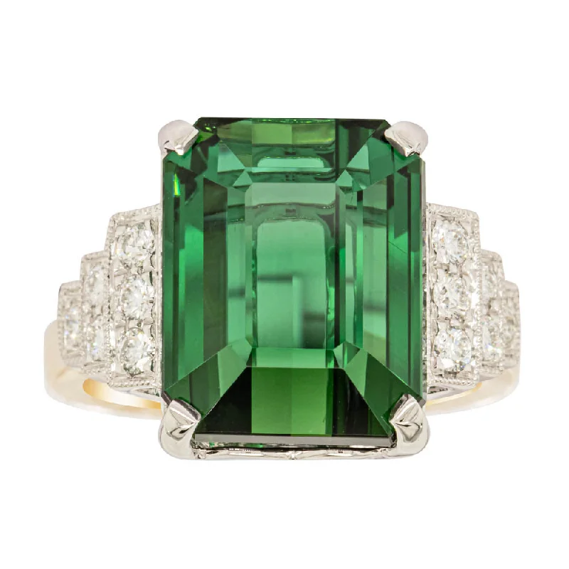 18ct Yellow Gold 8.57ct Tourmaline & Diamond Maya Ring