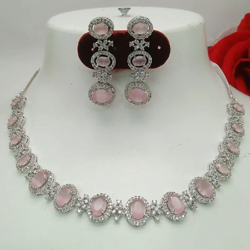 Everlasting Quality Jewels Silver Plated AD Necklace Set