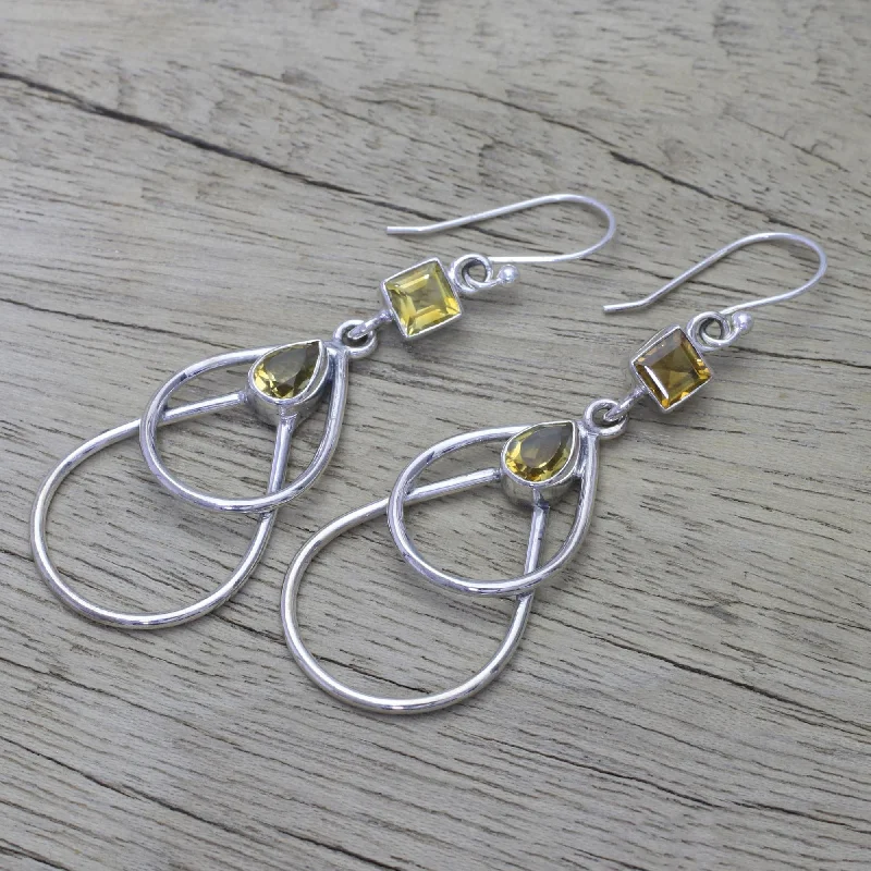 Novica Handmade Gold Ice Citrine Dangle Earrings