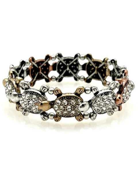 Multi Metal Stretch Bracelet - Turtles