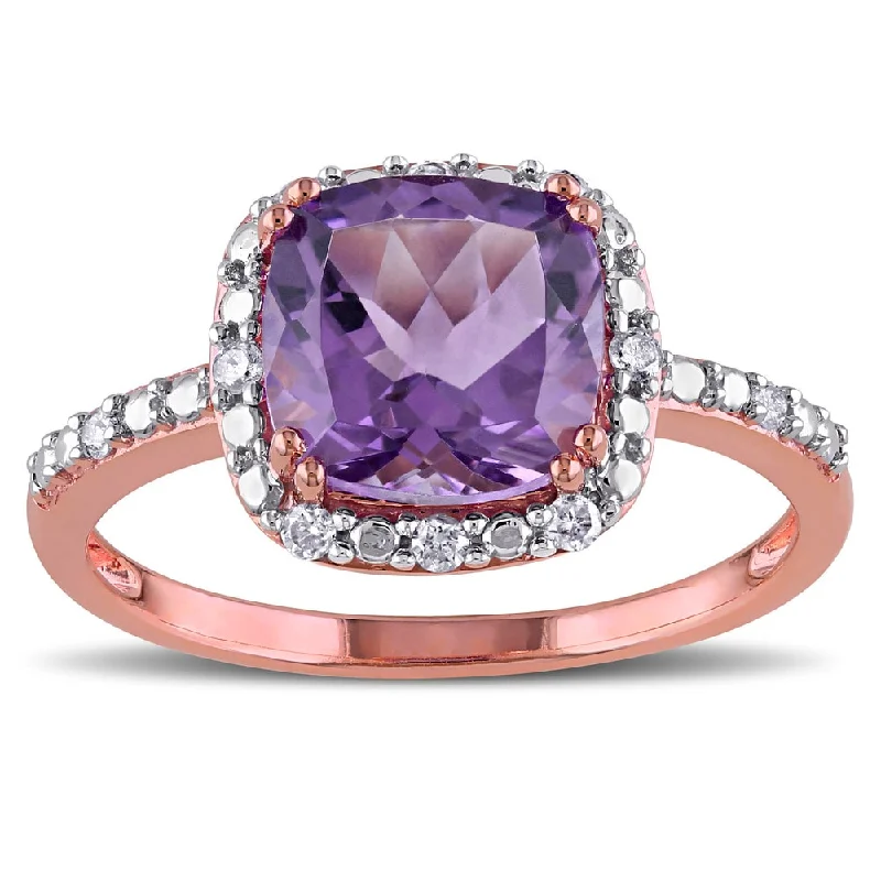 Miadora 10k Rose Gold Amethyst and 1/10ct TDW Diamond Ring (G-H, I2-I3)