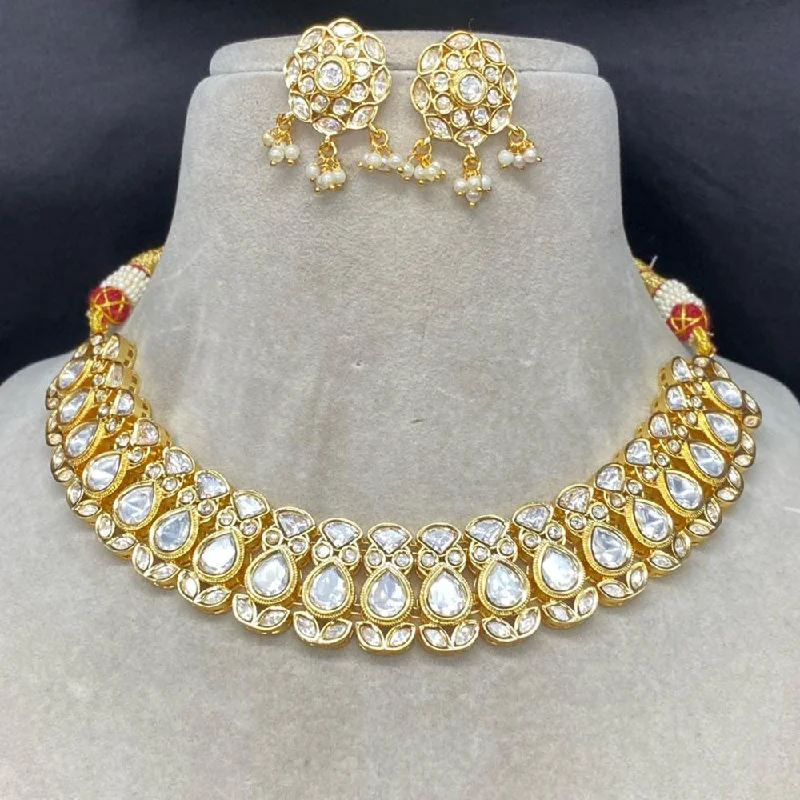 Royal Kundan Jewellery Gold Plated Polki Kundan Necklace Set