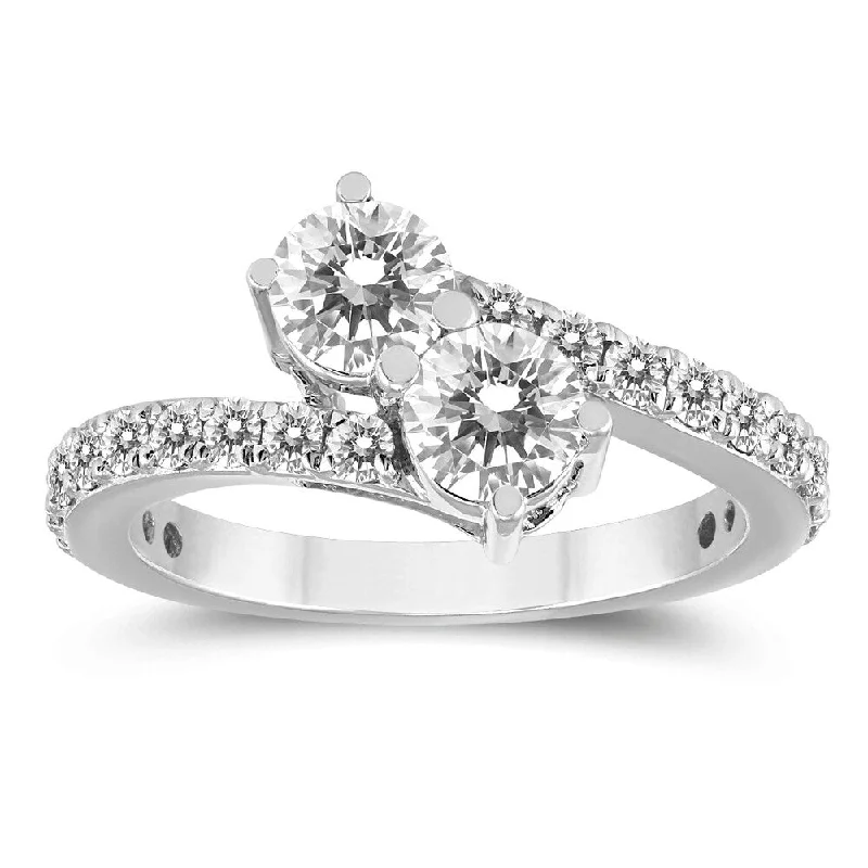 2 Carat TW Two Stone Diamond Ring in 14K White Gold