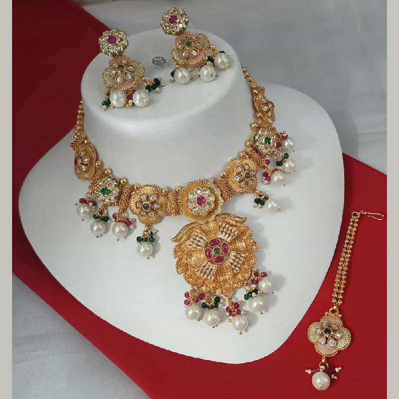 Padmawati Bangles Gold Plated Polki Kundan Stone Necklace Set