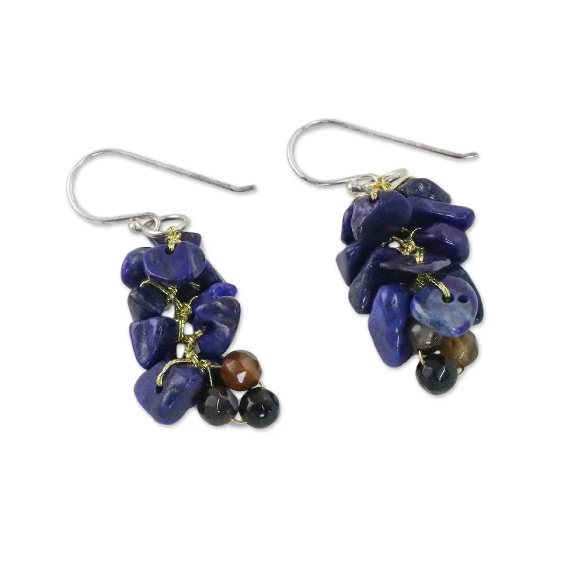 Handmade Afternoon Blue Silver Lapis Lazuli Agate Earrings (Thailand)