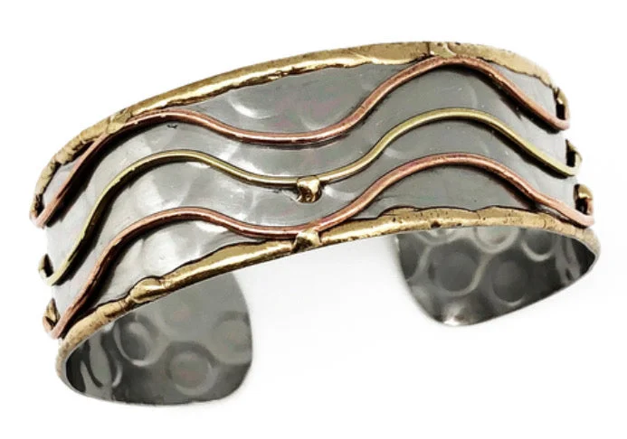 Mixed Metal Adjustable Cuff Bracelet