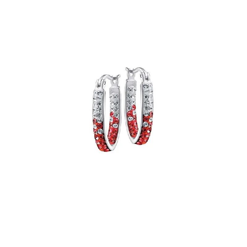 Curata 925 Sterling Silver Ohio State University Spirit Medium Hoop Earrings