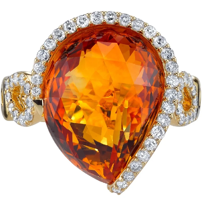 Oravo 10.10 ct Citrine and Diamond Ring in 14k Yellow Gold