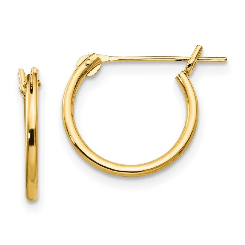 Curata 14k Yellow Gold Polished 1.25x12mm Half Hoop Earrings