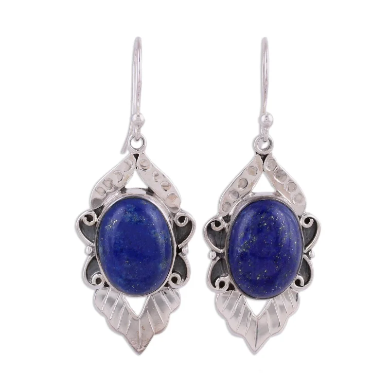 Novica Handmade Blue Lotus Lapis Lazuli Earrings