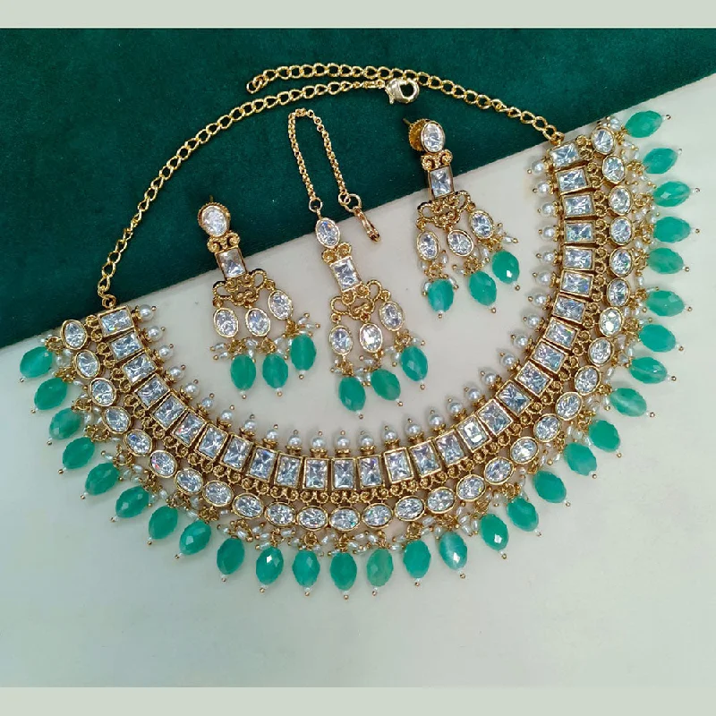 Royal Kundan Jewellery Gold Plated Polki Kundan And Beads Necklace Set