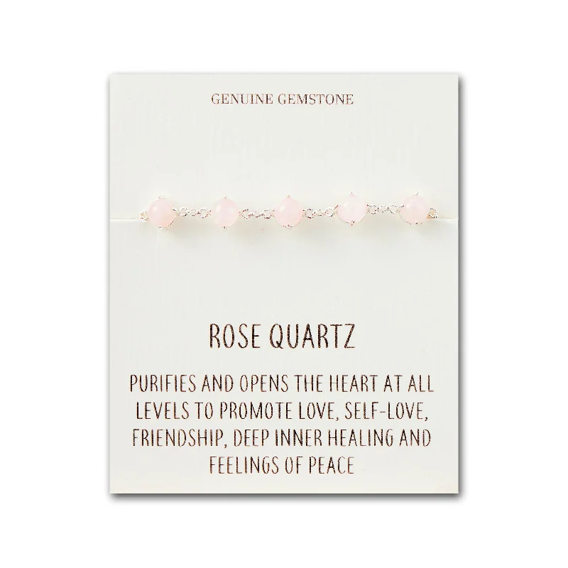 Rose Quartz Gemstone Bracelet with Quote Card