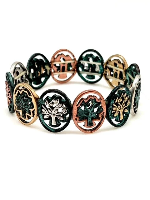 Patina Stretch Bracelet - Tree of Life V