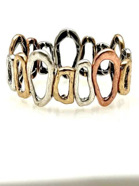 Multi Metal Stretch Bracelet - Mixed Shapes Design 29