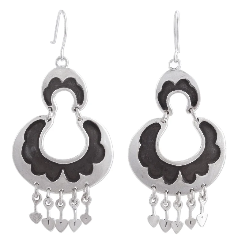 Novica Handmade Half Moons Sterling Silver Dangle Earrings