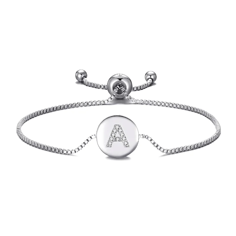 Initial Friendship Bracelet Letter A Created with Zircondia® Crystals