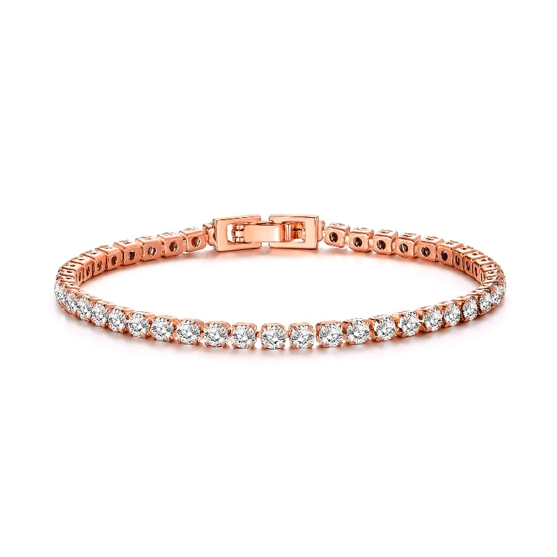 Rose Gold Plated 3mm Tennis Bracelet Created with Zircondia® Crystals