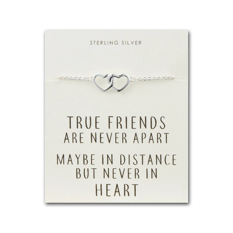 Sterling Silver True Friendship Heart Link Bracelet