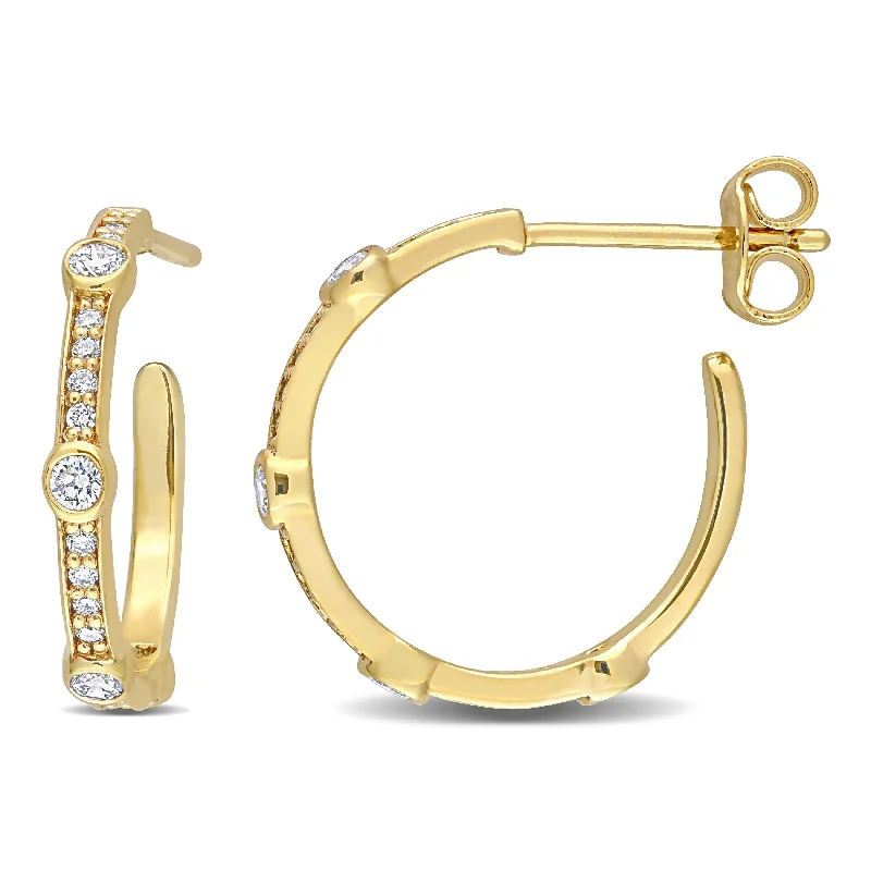 Created Forever 2/5ct TDW Lab-Grown Diamond Open Hoop Earrings in 18k Yellow Micron Silver