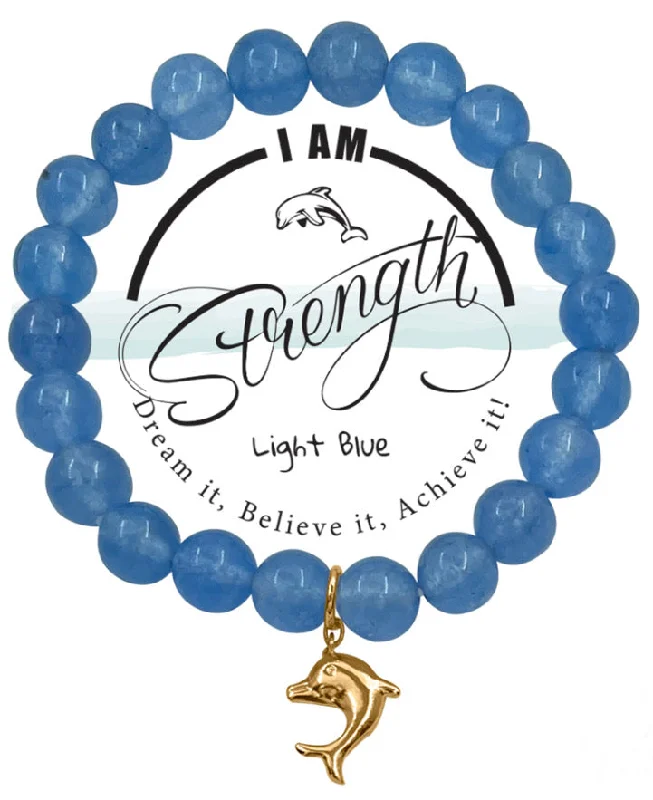 Dolphin Strength Charm Semi-Precious Stone Stretch Inspirational Bracelet