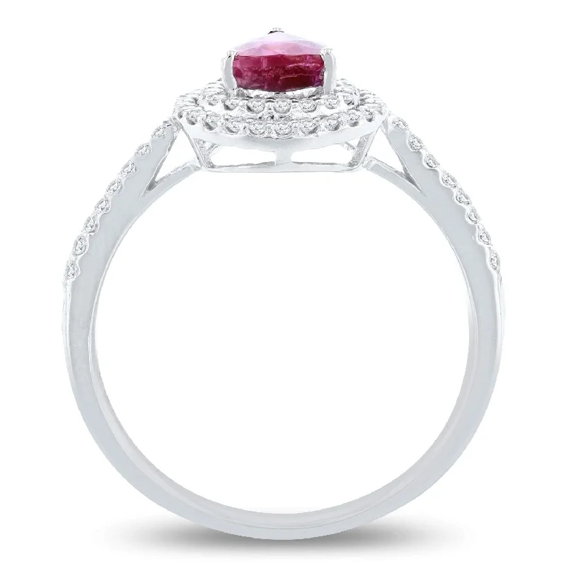 Auriya Platinum 1ct Rare Unheated Ruby and 1/4ct TDW Diamond Ring