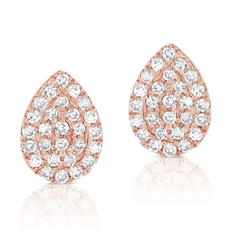 Joelle Diamond Pave Pear Shape Studs Earrings 14K Gold 1/6ct TDW