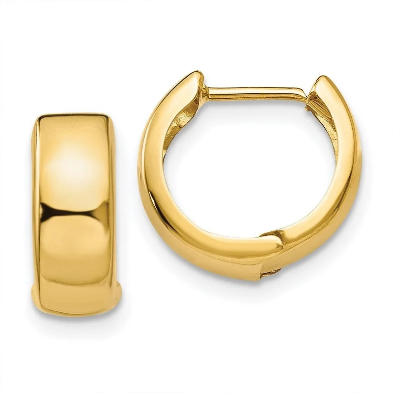 Curata 14k Yellow Gold Polished Hinged Huggies Hoop Earrings (5x12mm)