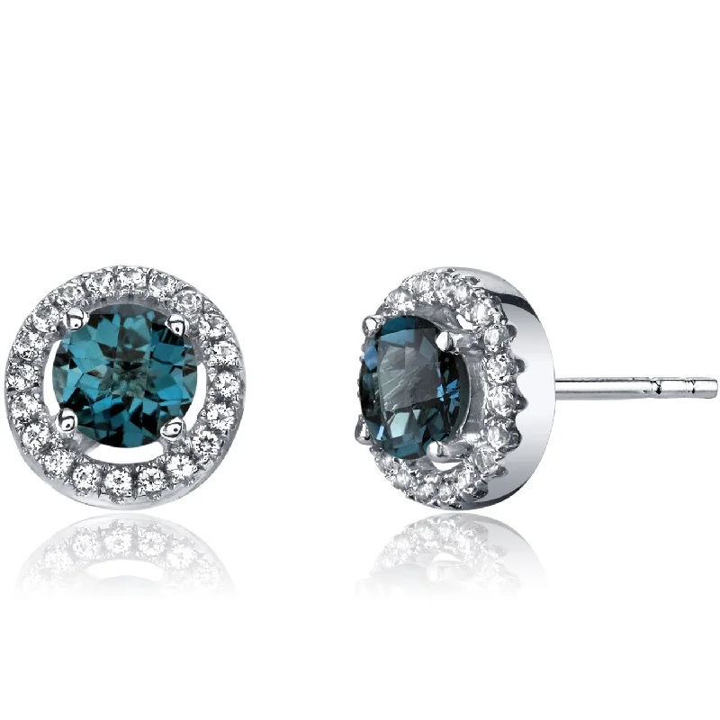 14k White Gold 1.4 ct London Blue Topaz Stud Earrings