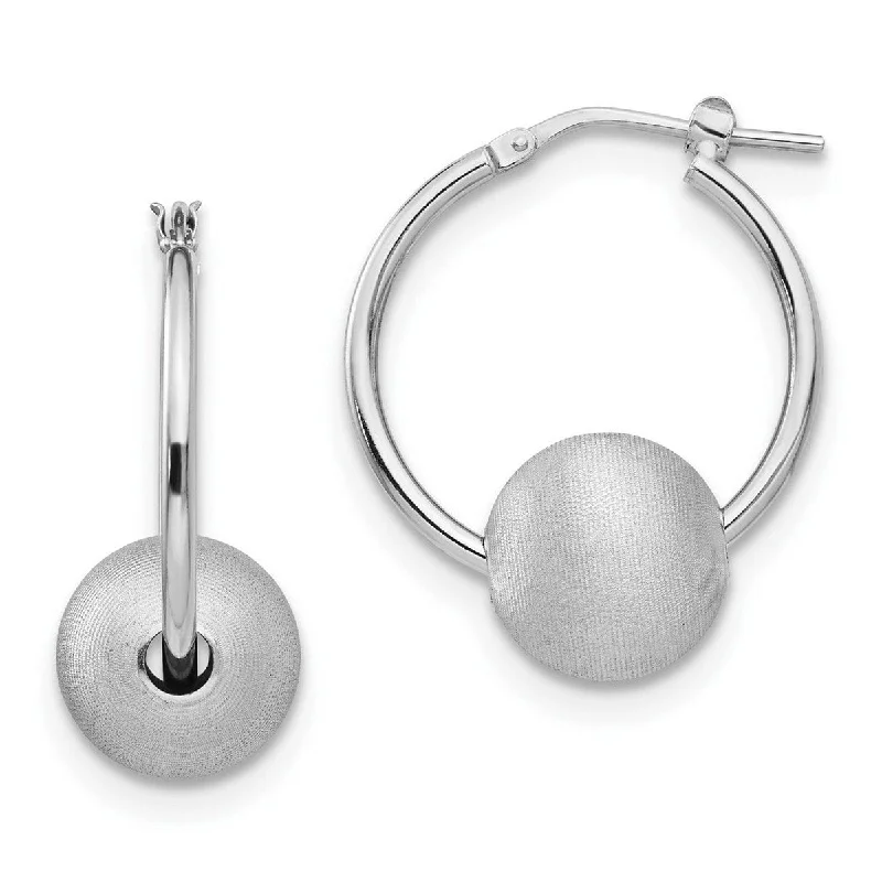 Curata 925 Sterling Silver Satin Ball Dangle Hoop Earrings (28mm)